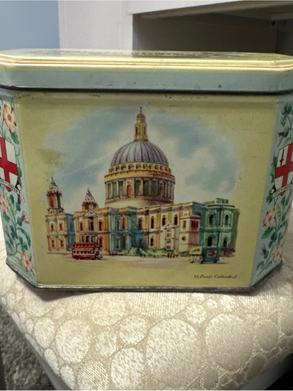 Vintage St. Paul's Cathedral Decorative Tin - Yellow